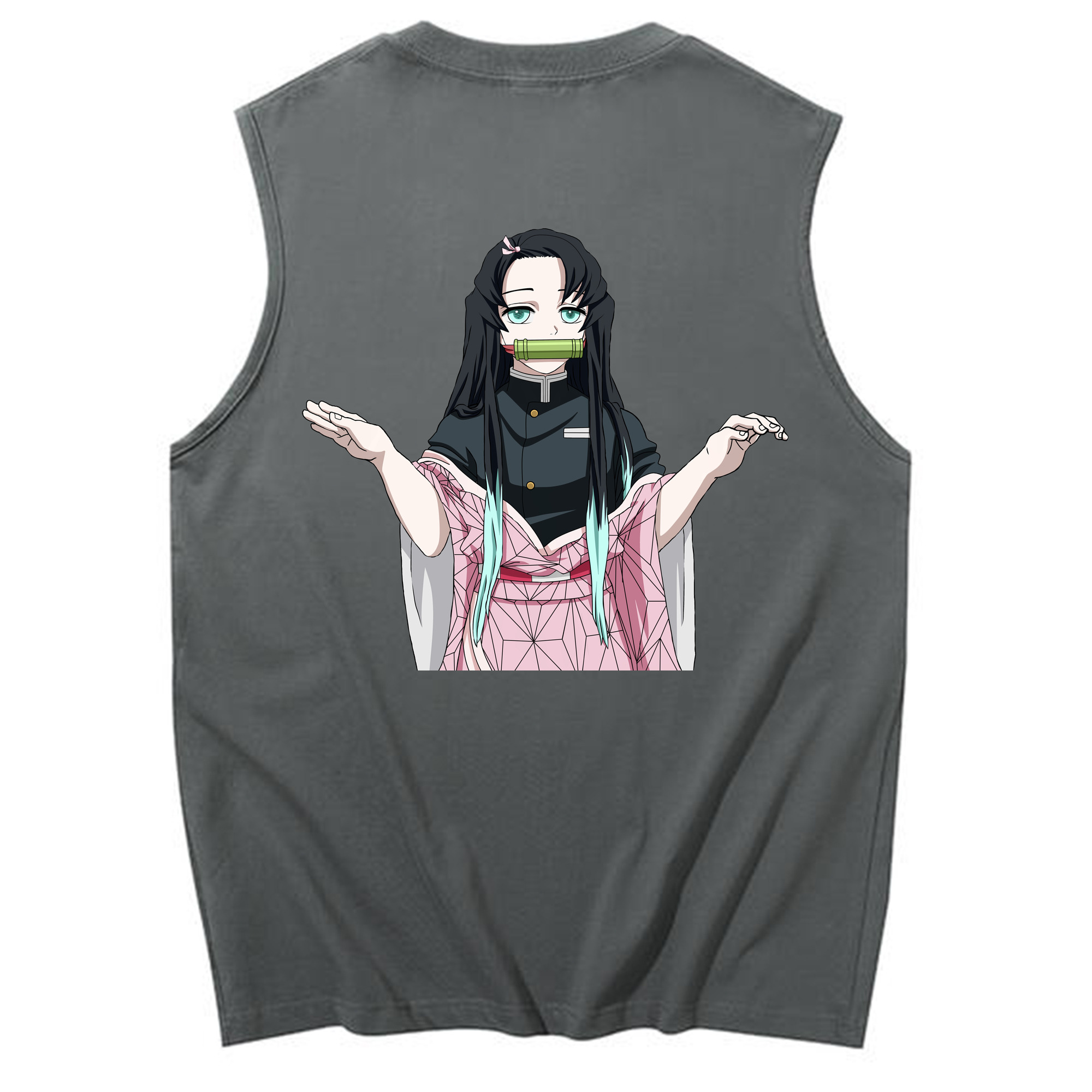 （画像用） 鬼滅の刃（きめつのやいば）竈門 禰󠄀豆子／かまど ねずこ Kamado Nezuko コットン100％タンクトップ（背面プリント）